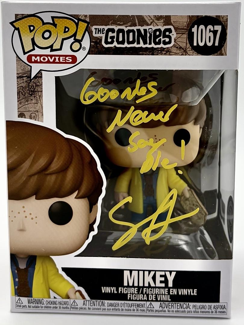 Sean Astin signed "Mikey" Funko #1067 (The Goonies) w/quote- OC Celebrity Marketing COA